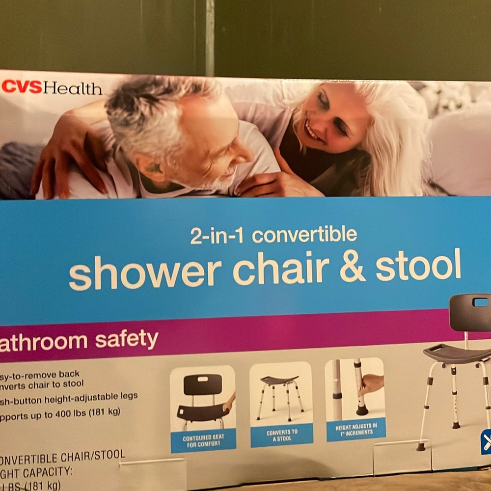 2-in-1 convertible shower chair and stool